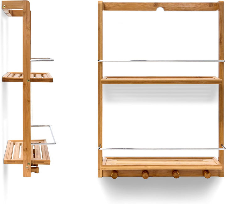 Relaxdays Duschregal aus Bambus HxBxT: ca. 53 x 38 x 15,5 cm Duschablage mit 2 Ablageböden aus feuch