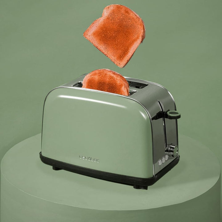 Cecotec Vertikaler Toaster Toastin' time 850 Green, 850W, Doppelter kurzer und breiter Schlitz 3,8 c