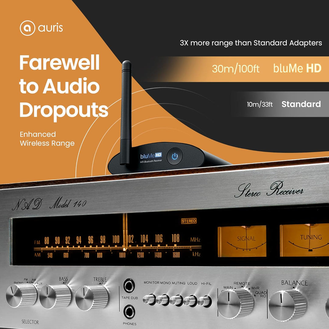 Auris Blume HD Musik 5.2 Bluetooth Receiver mit Grosser Reichweite - HiFi Wireless Audio Aux Bluetoo