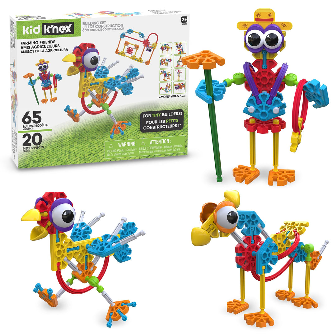 Basic Fun 85052 Kid K'NEX Farmin' Friends 20 Model Building Set 61pc