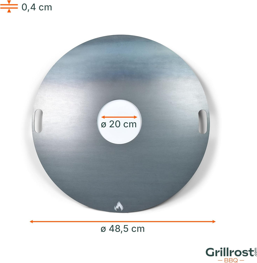 Grillrost.com Das Original 50er Feuerplatte - 4mm stark - Qualität Made in Germany - für alle 50er K