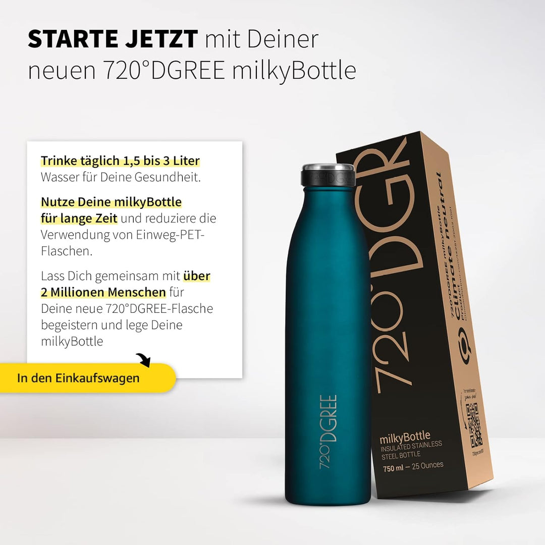 720°DGREE Edelstahl Trinkflasche “milkyBottle” - 350ml - Perfekt für Kinder, BPA-Frei, Auslaufsicher