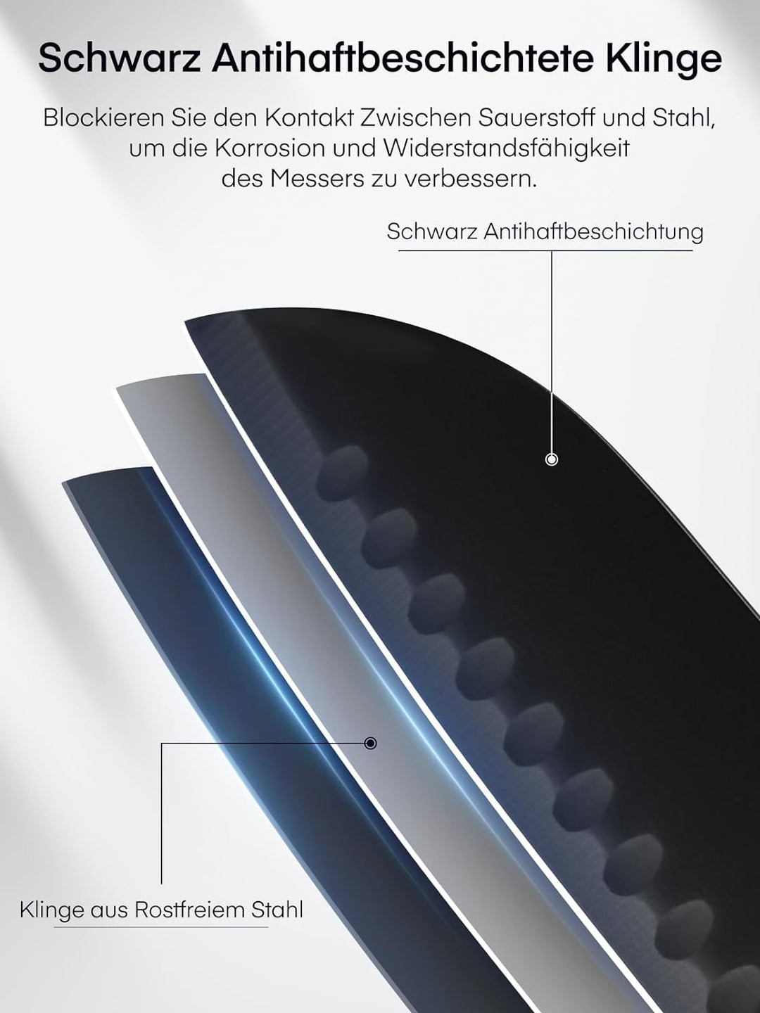 D.Perlla Messerblock, 16-TLG Messer set, Schwarz Antihaft-Beschichtung Messer mit Acryl Messerhalter