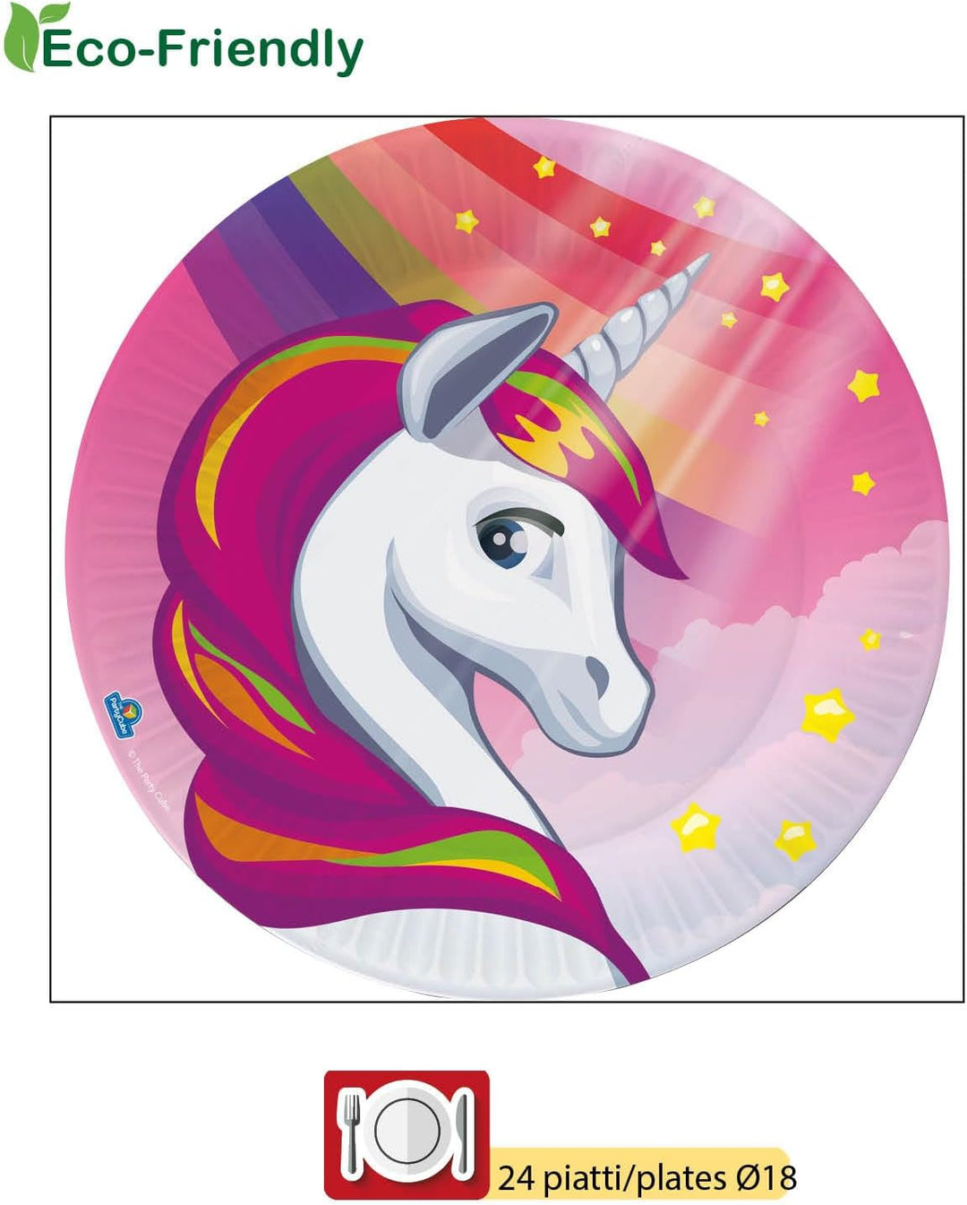 Partygeschirr Party-Set Einhorn Unicorn für 24 Personen (88 pcs: 24 Pappteller Ø18cm, 24 Becher 250m