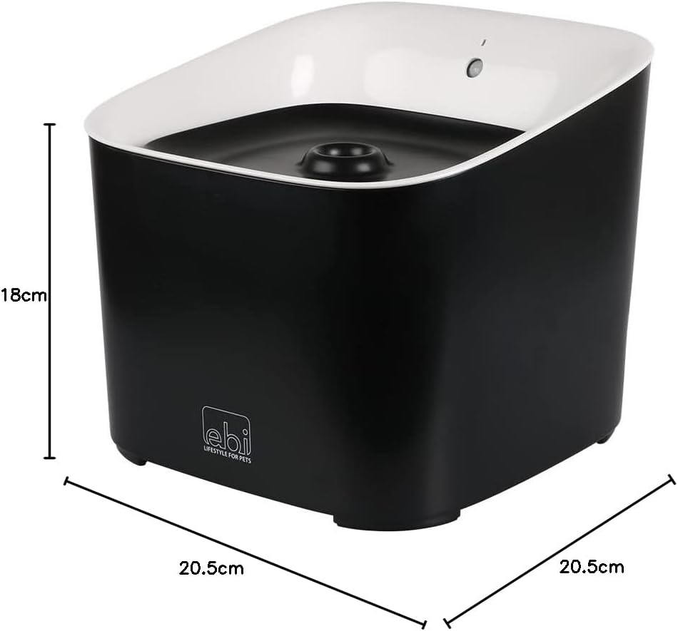 Ebi, Wasserbrunnen Manoa, 3 l, 20,5 x 20,5 x 18 cm, Schwarz/Weiss, Wasserflasche, Schwarz/Weiss, Hun