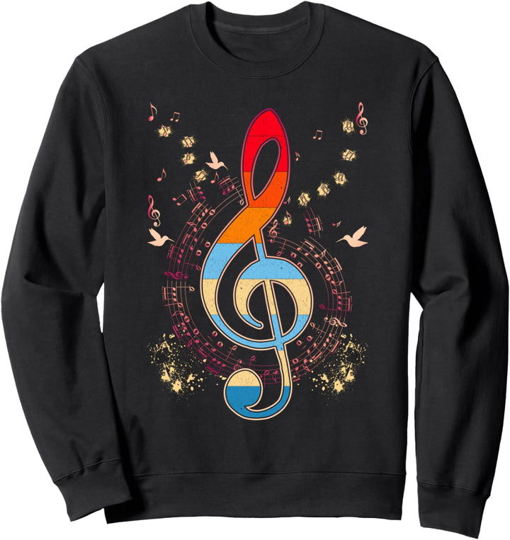 Bassschlüssel Bunte Musiknoten Vogel Musik Sweatshirt
