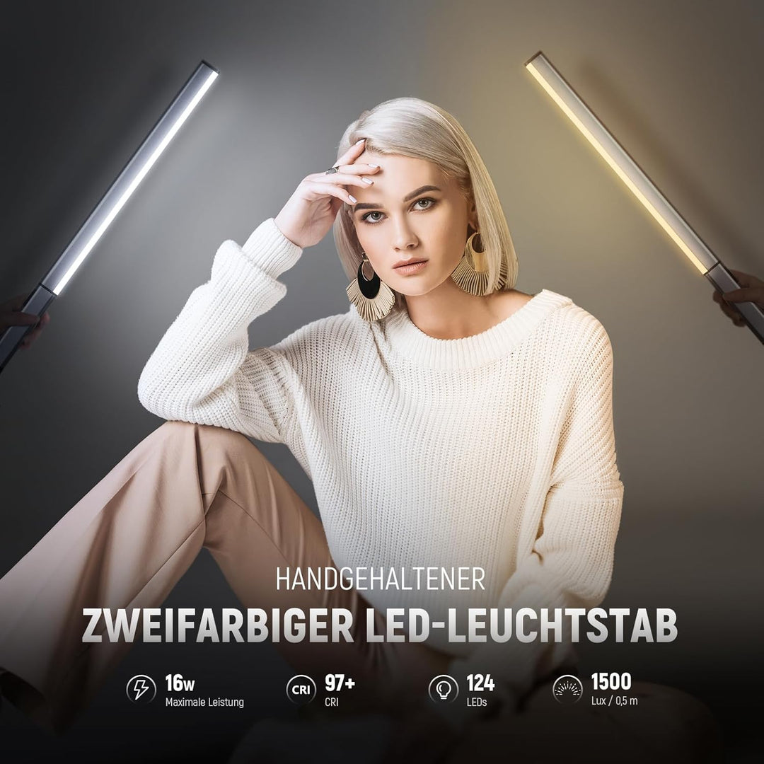 NEEWER CL124 PRO Handheld LED Leuchtstab, zweifarbiger Video Lichtstab mit 2,4G Steuerung, verbesser