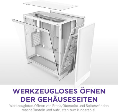 NZXT H7 Flow | Mid-Tower-ATX-Airflow-Gehäuse | Bis zu 3 x 120-mm-Lüfter im Boden zur direkten GPU-Kü