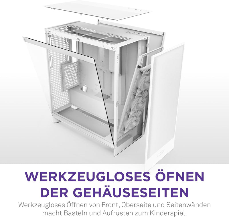 NZXT H7 Flow | Mid-Tower-ATX-Airflow-Gehäuse | Bis zu 3 x 120-mm-Lüfter im Boden zur direkten GPU-Kü