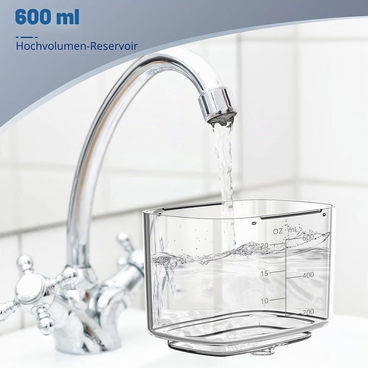 Munddusche mit 10 Einstellbaren Druckstufen, 600ml Fassungsvermögen, Oral Irrigator mit 5 multifunkt