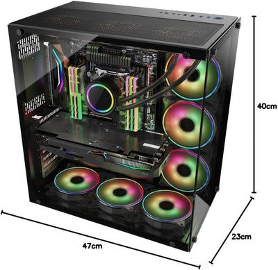 Inter-Tech C-701 Panorama ATX Gehäuse, Tempered Glass, Schwarz, 88881327
