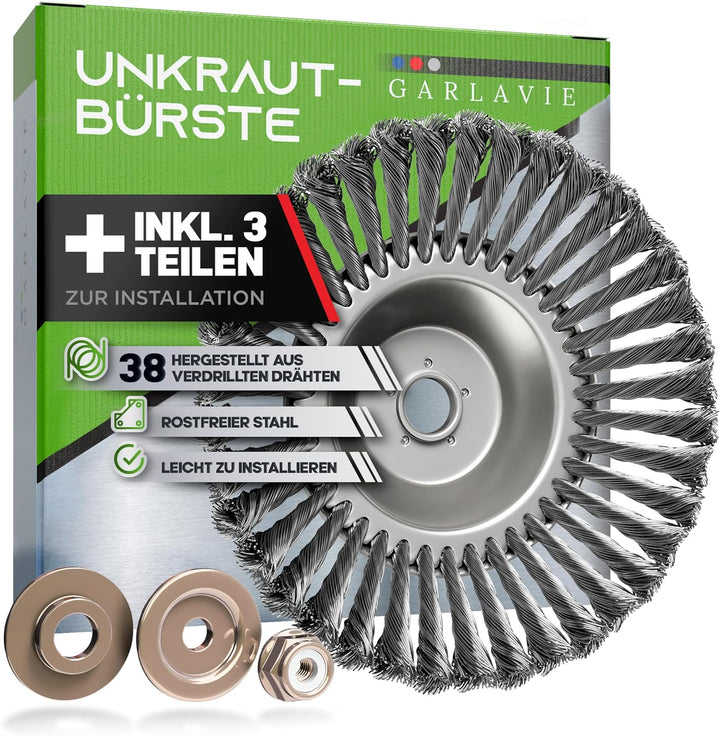 GARLAVIE Profi Unkrautbürste Freischneider mit 25,4mm Bohrung - 2024 Design - Hochwertige Wildkrautb