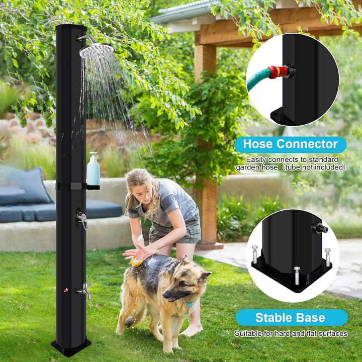 Solar Gartendusche 60Liter -Solardusche mit 360° Drehbarem Duschkopf und Fusshahn, Einstellbare Temp
