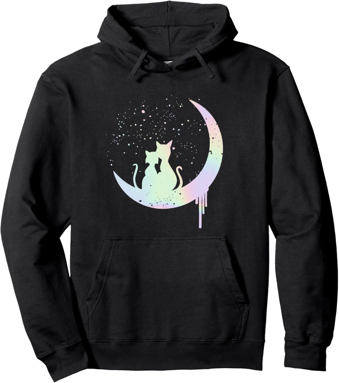 Pastell Mond - Waporwave Katzen - Pastell Goth Pullover Hoodie
