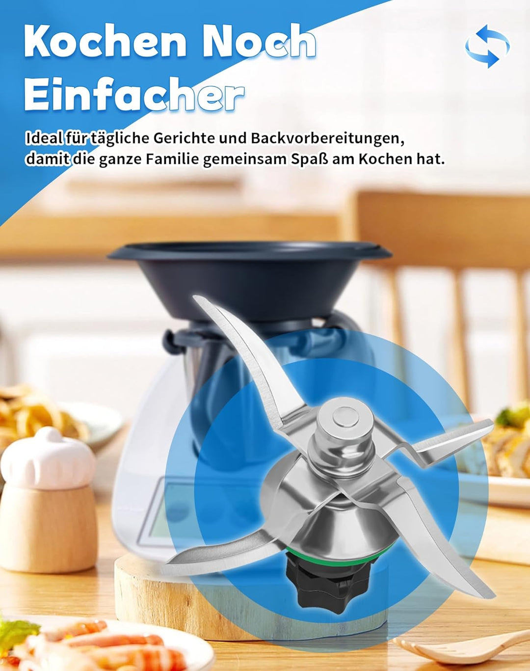 TM5 TM6 Messer für Thermomix Edelstahl Ersatzmesser Kompatibel mit Vorwerk TM5 TM6 TM7, Mixmesser mi