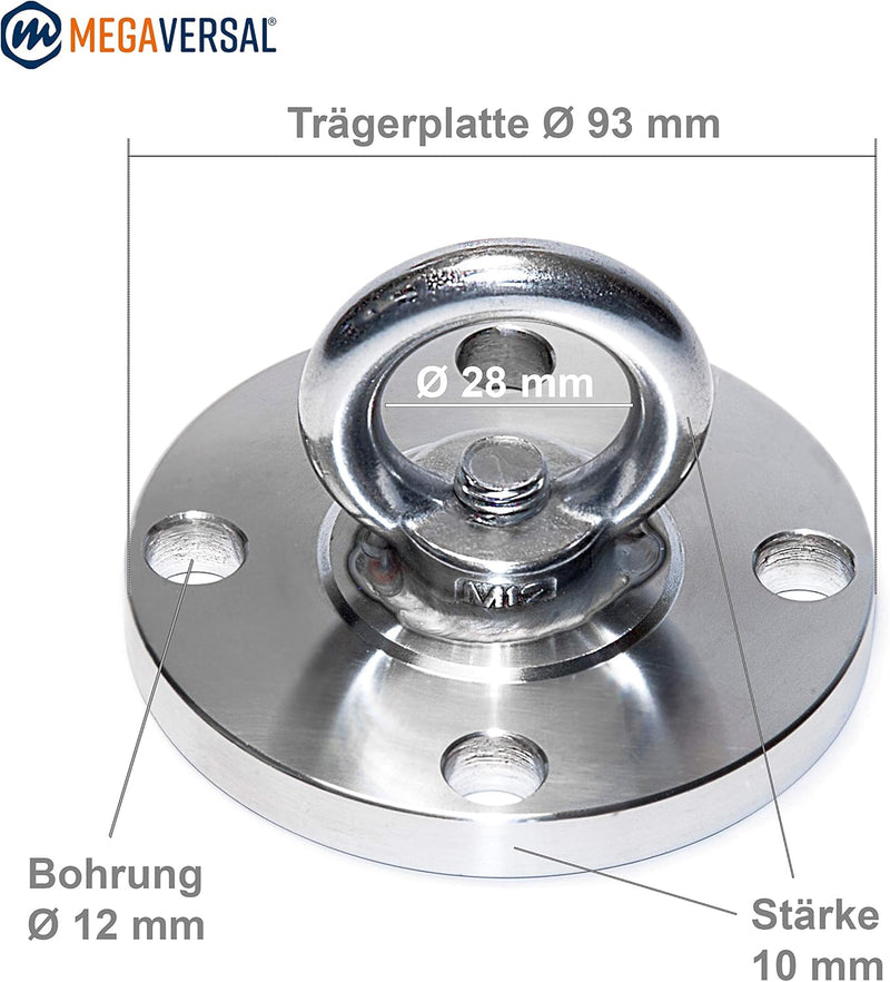 MEGAVERSAL Premium Edelstahl Halterung bis 250 kg | Befestigung für Hängesessel Hängematte Boxsack L