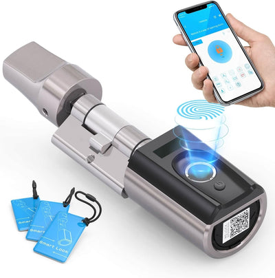 RUILON Elektronisches Türschloss Fingerabdruck,Türschloss Fingerabdruck mit RFID Karte, Bluetooth &