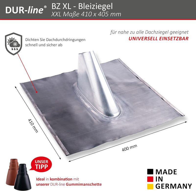 DUR-line BZ XL - Bleiziegel - einteilig für die Dachabdichtung an Antennenmaste für bis zu Ø 60 mm -