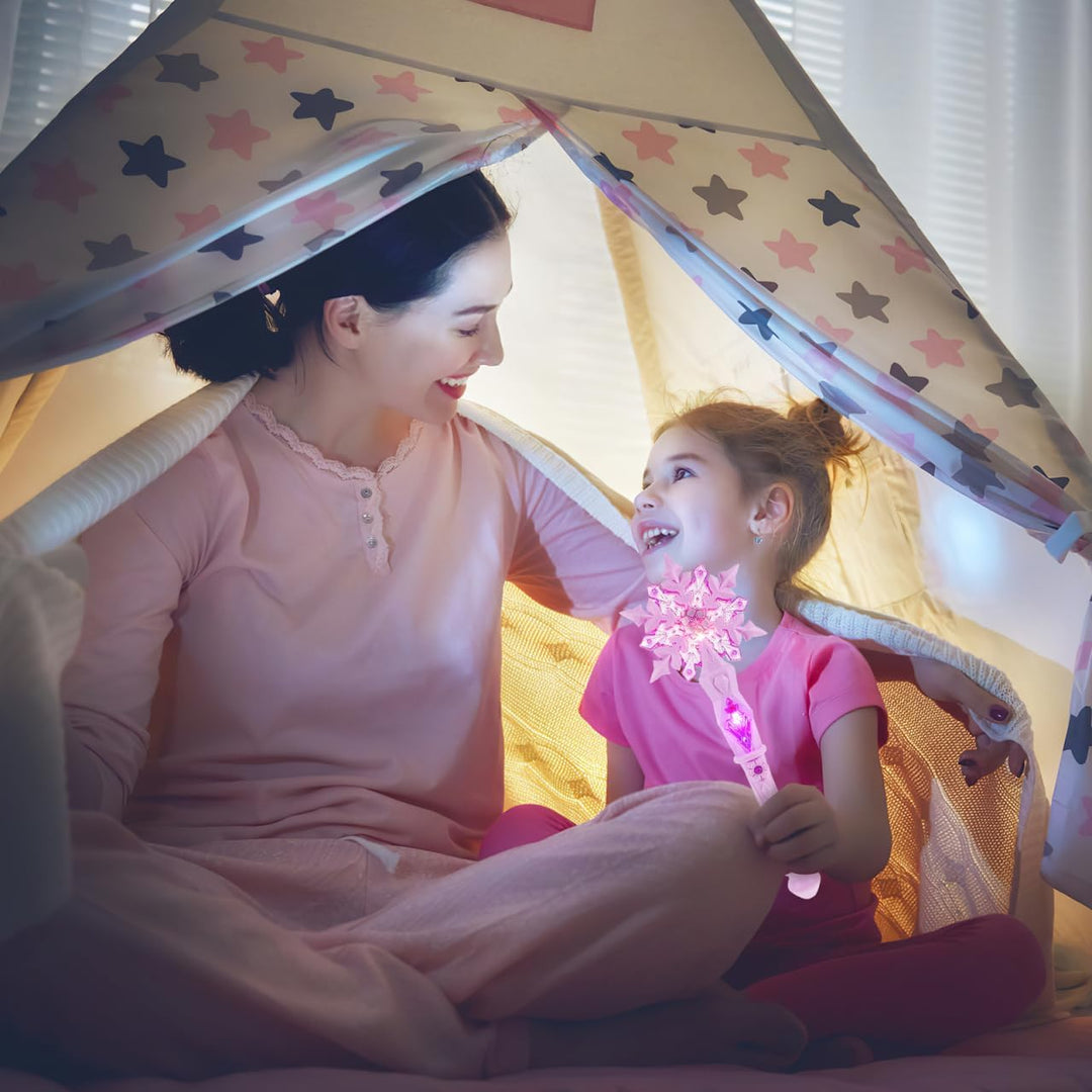 SAFIGLE 2Er-Pack Schneeflocken Zauberstab Kinder Leuchtend Mit Musik Glitzer Feenstab MäDchen KostüM