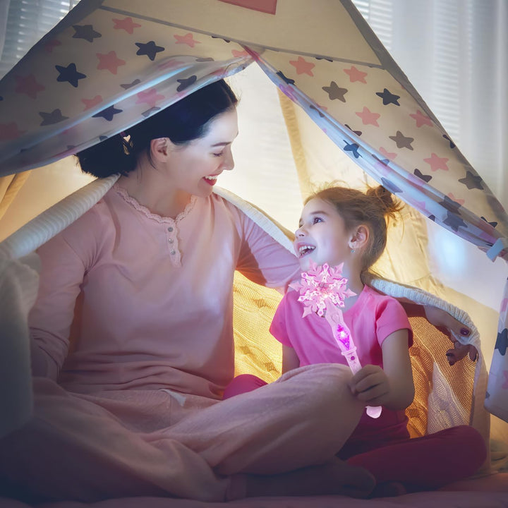 SAFIGLE 2Er-Pack Schneeflocken Zauberstab Kinder Leuchtend Mit Musik Glitzer Feenstab MäDchen KostüM