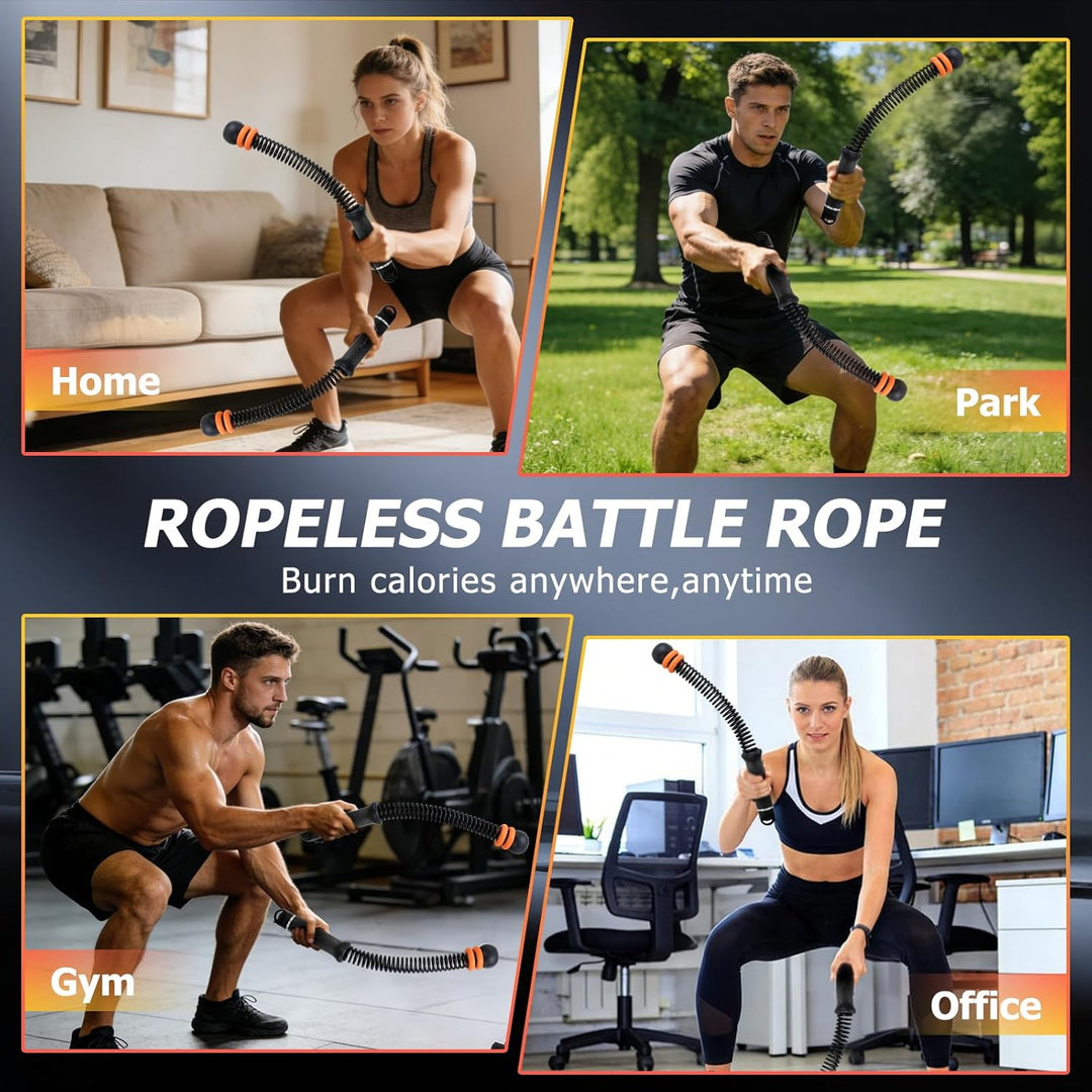 Verstellbare Battle Rope Ohne Seil ，Leise Gewichtete Seillose Kampfseile für Zuhause Gym,Mit Silikon