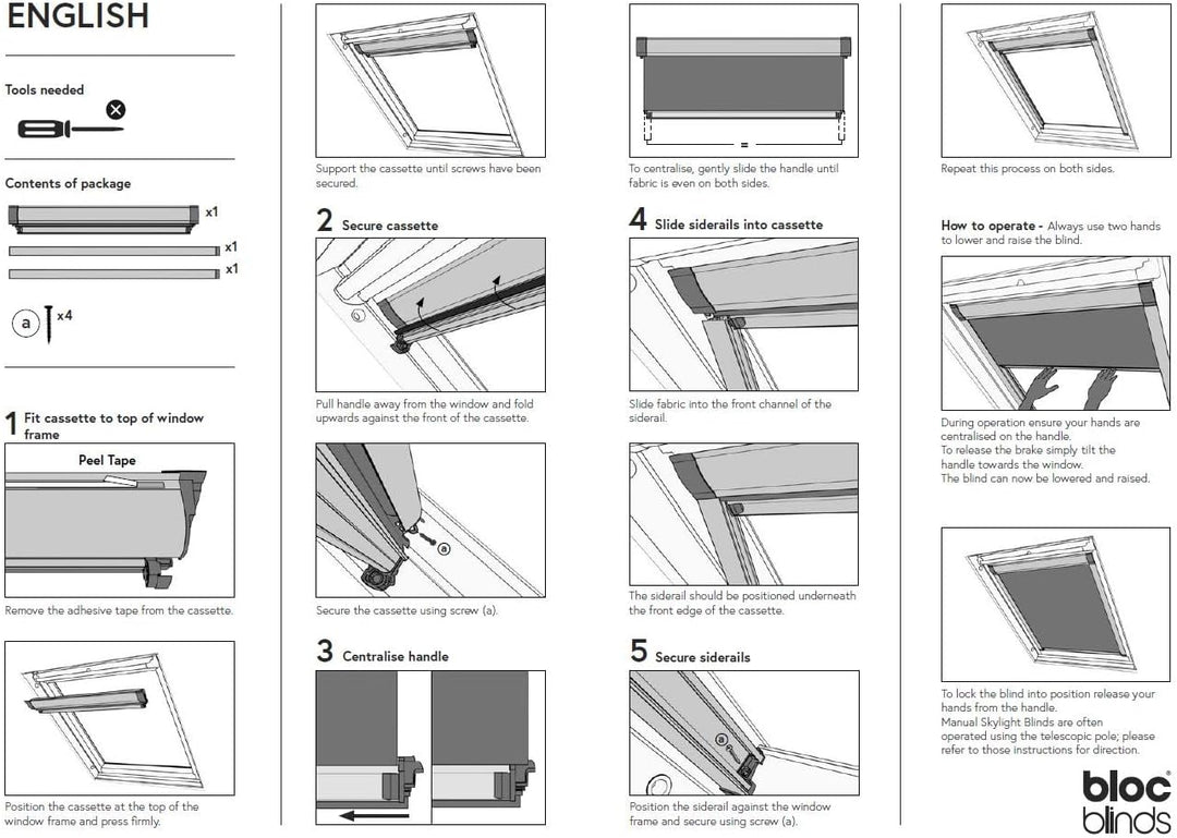 Bloc Skylight Rollo 10 (114/118) für Fakro Dachfenster Blockout, schwarz 10(114/118) Fakro Schwarz,