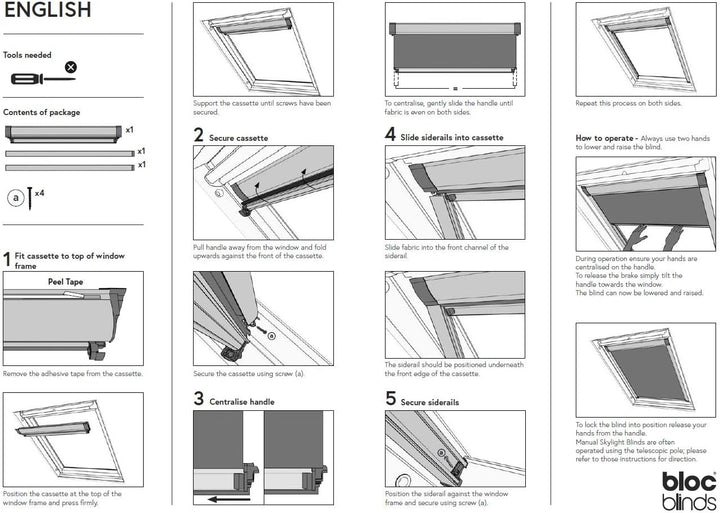 Bloc Skylight Rollo 10 (114/118) für Fakro Dachfenster Blockout, schwarz 10(114/118) Fakro Schwarz,