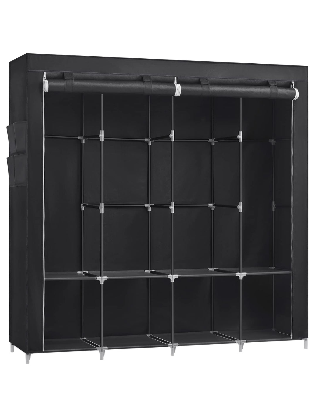SONGMICS Stoffschrank, Kleiderschrank, 45 x 170 x 167 cm, 4 Hängefächer, mit Ablagen, 4 Seitentasche