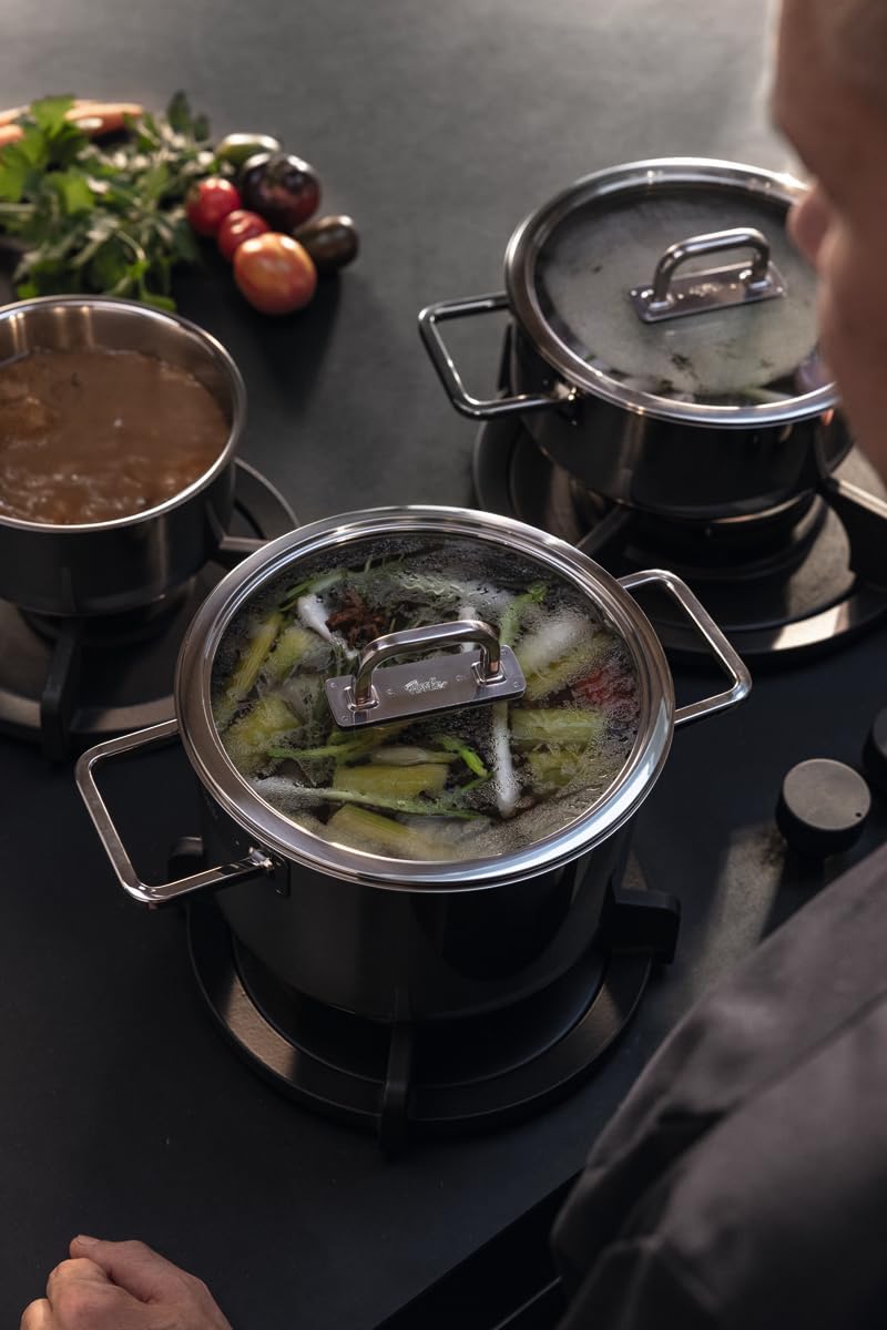 Fissler Viseo Pro Edelstahl-Topfset 5-teilig – Made in Germany, Glasdeckel, Superthermic Boden, Mess
