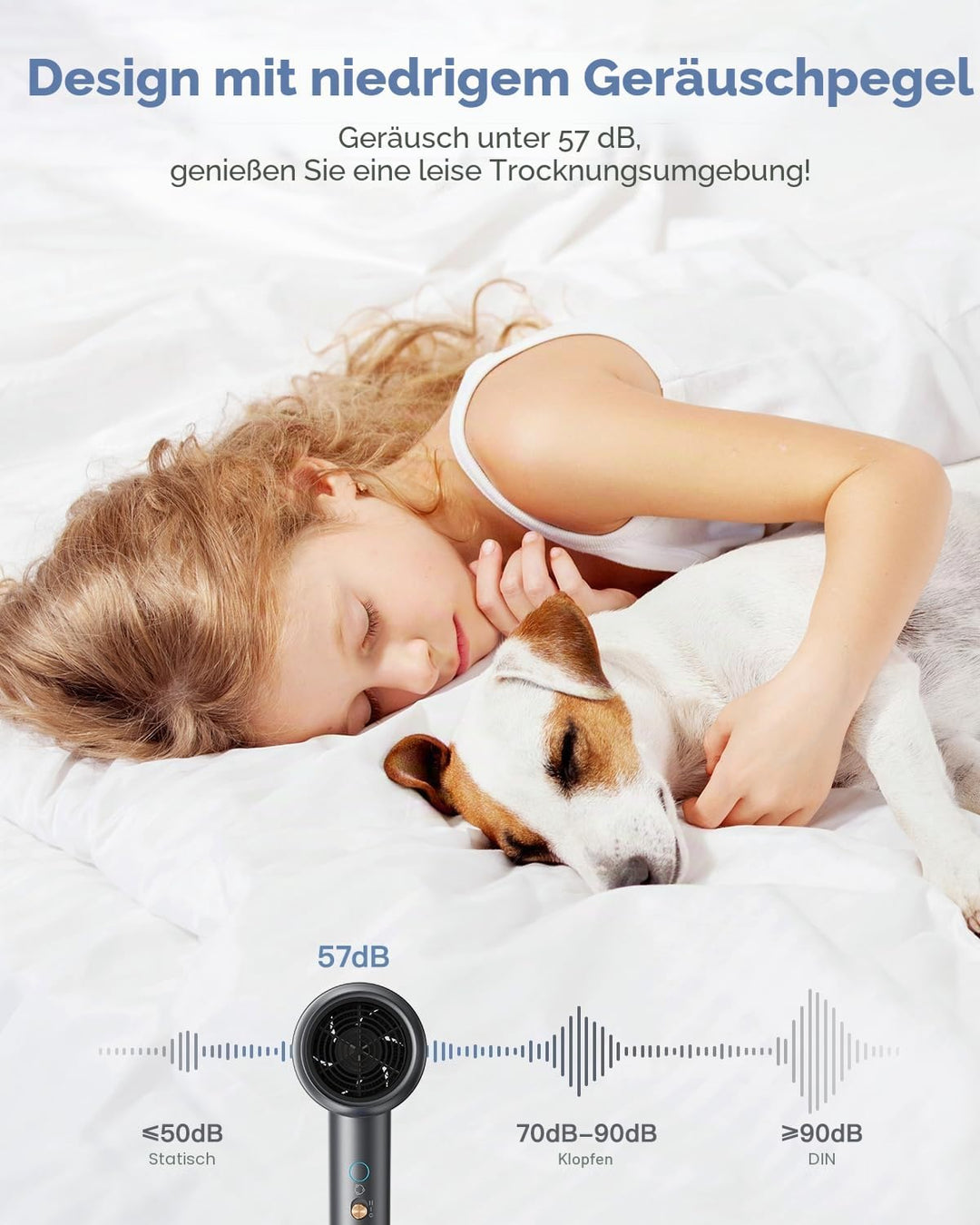 DEWILY Haartrockner mit Diffusor – 1800 W Schnelltrocknender professioneller Haartrockner für Zuhaus