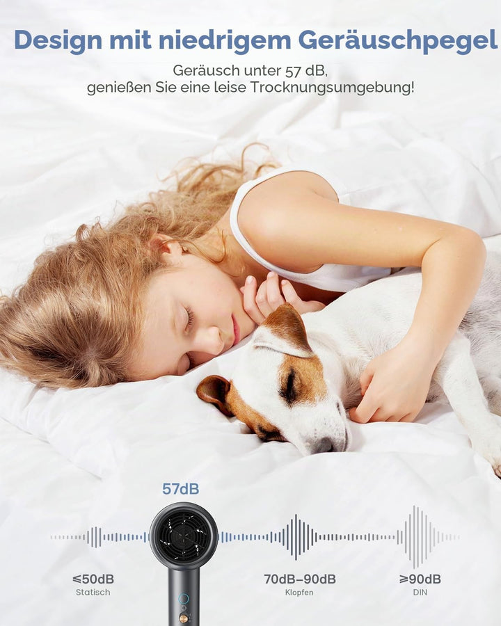 DEWILY Haartrockner mit Diffusor – 1800 W Schnelltrocknender professioneller Haartrockner für Zuhaus