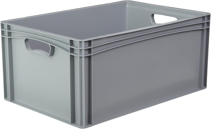 Hesselink Eurobox 60x40x27 cm, Handgriffe offen, stapelbar, 54,4 Liter, grau, lebensmittelecht, Euro