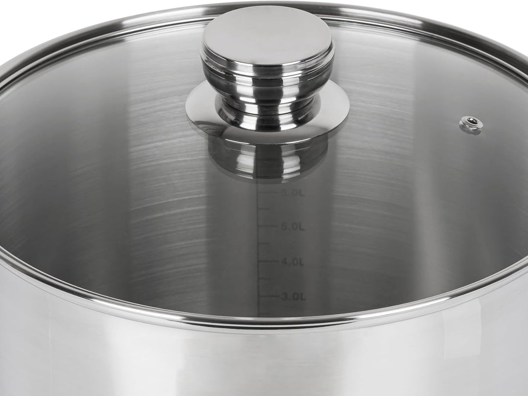 Edelstahl Grossraumtopf 10L Kochtopf Glasdeckel Topf Suppentopf Induktion 26cm