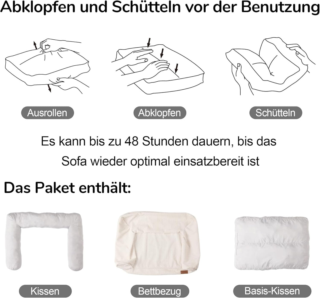 FUKUMARU Katzensofa Bett, Corduroy Gemütliches Katzenbett für drinnen mit abnehmbarem waschbarem Bez