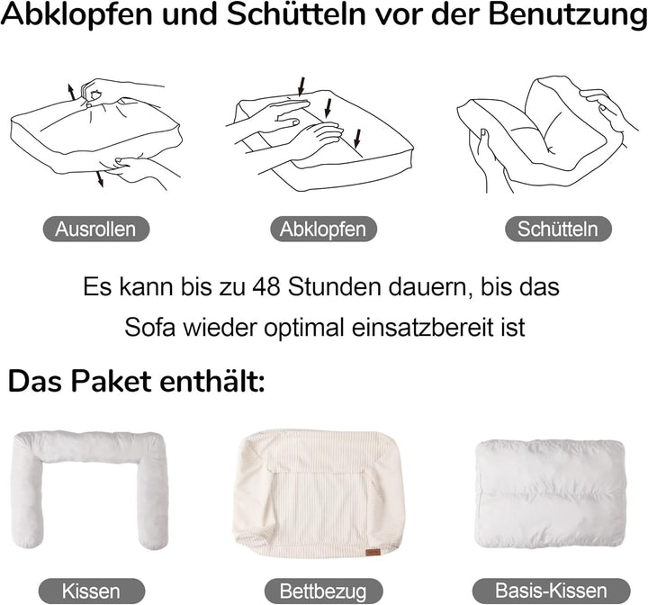 FUKUMARU Katzensofa Bett, Corduroy Gemütliches Katzenbett für drinnen mit abnehmbarem waschbarem Bez
