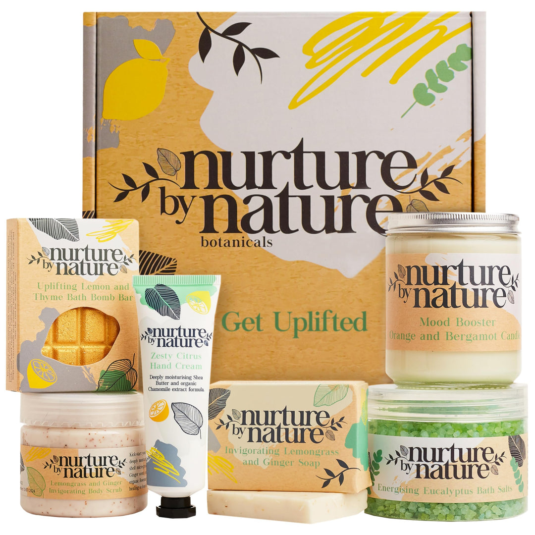 Nurture by Nature, Entspannung & Uplift, Verwöhnkörbe für Frauen, Spa-Badeset, Badesalz, Aromatherap