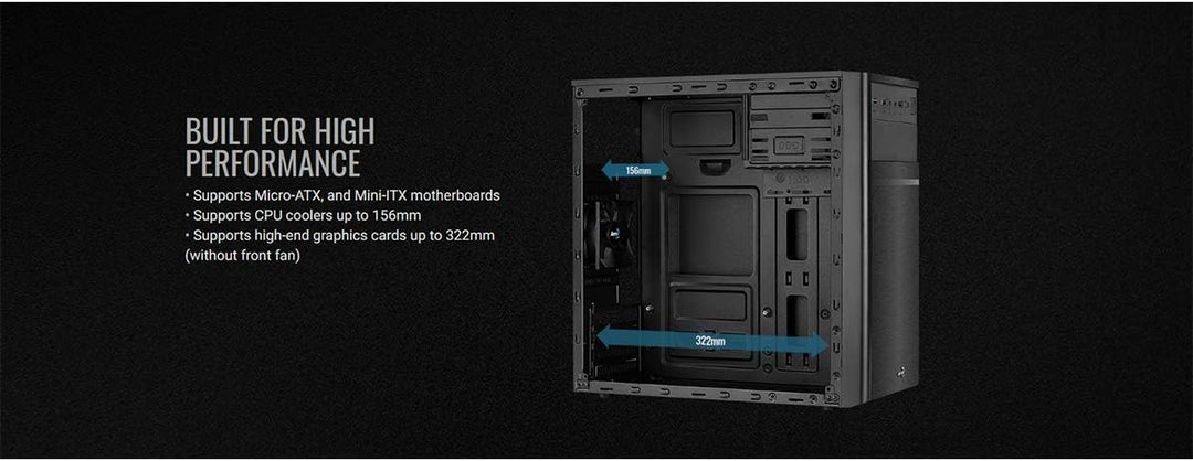 AeroCool CS103 - Micro ATX PC-Gehäuse, poliertes Aluminium, 80 mm Lüfter hinten schwarz única Schwar