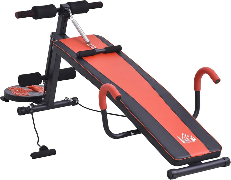 HOMCOM Sit Up Bank Bauchtrainer Trainingsbank Fitnessbank Verstellbar Gepolstert mit Widerstand 120