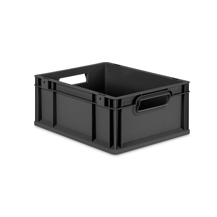PROREGAL Eurobox NextGen Grip | HxBxT 17x30x40cm | 16 Liter | Griffe offen | Schwarz | Eurobehälter,