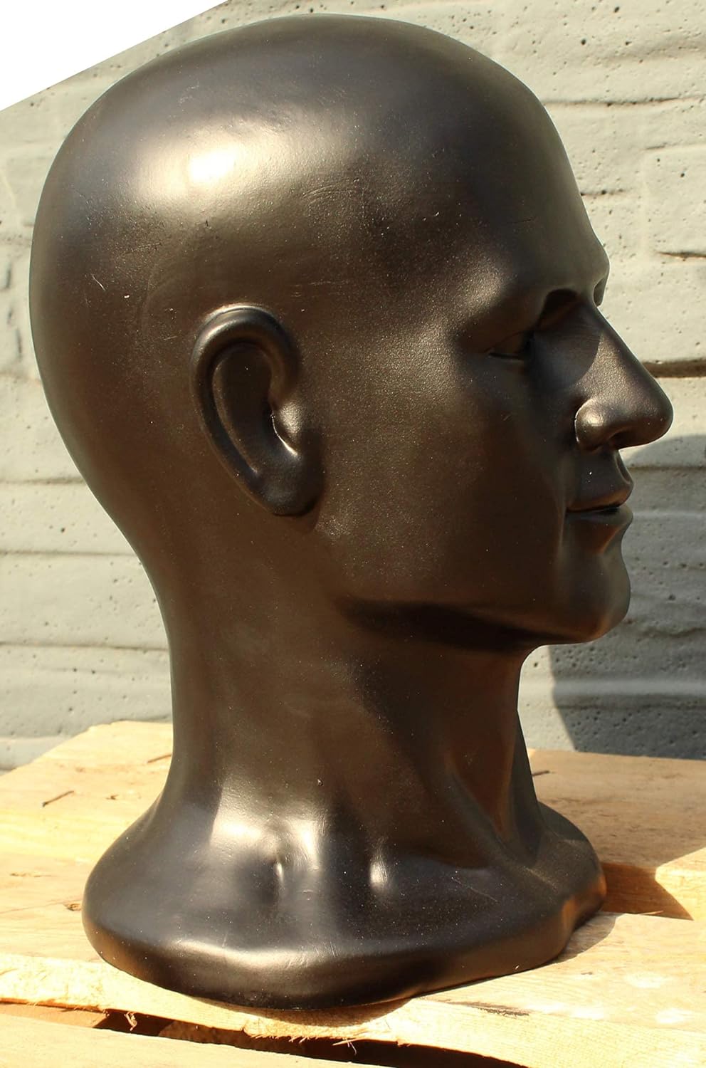 CRAZY HEADS Human Head S Dekokopf Schwarz Kopfhörerständer Helmständer Mützenständer Mannequin Heads