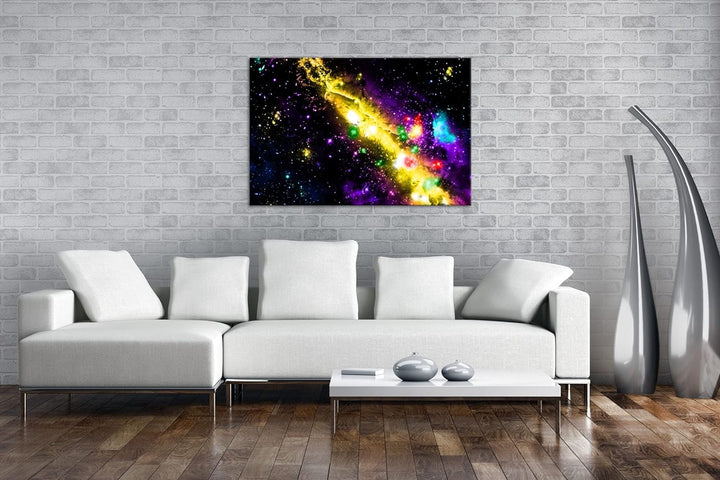 deyoli atemberaubende bunte Galaxie im Format: 80x60 als Leinwandbild, Motiv fertig gerahmt auf Echt