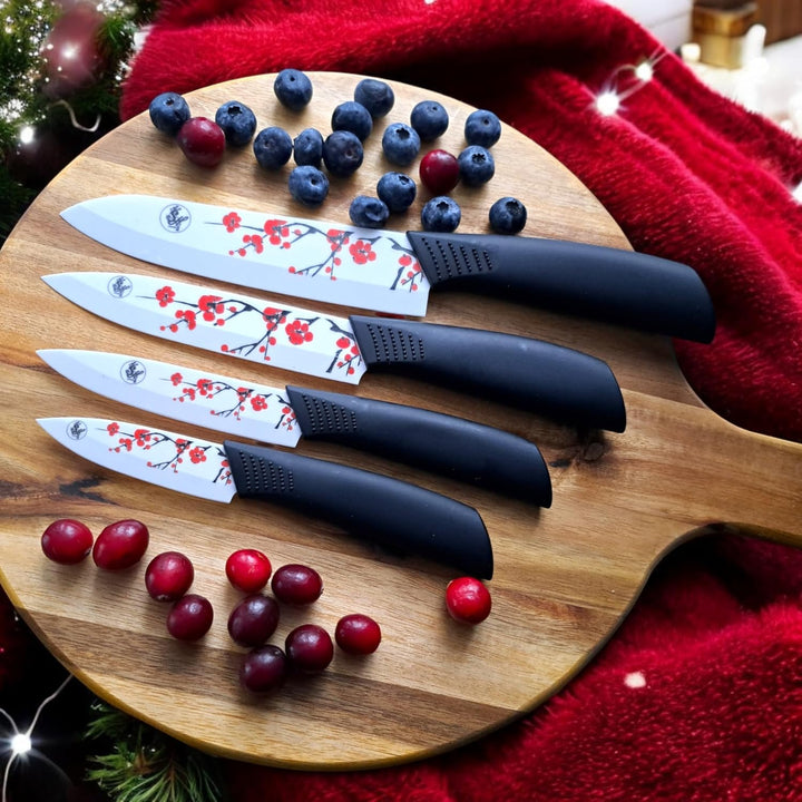 Keramik Messer Set 5Tlg, 4 Messer und 1 Schäler Messerset Kochmesser Chefmesser Schälmesser Allzweck