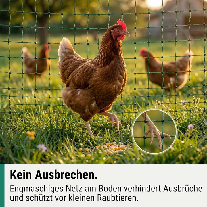 Agrarzone® Mobiler Hühnerzaun Geflügelzaun mit Strom [Grün - 25m x 106cm] - Weidezaun für Hühner mit