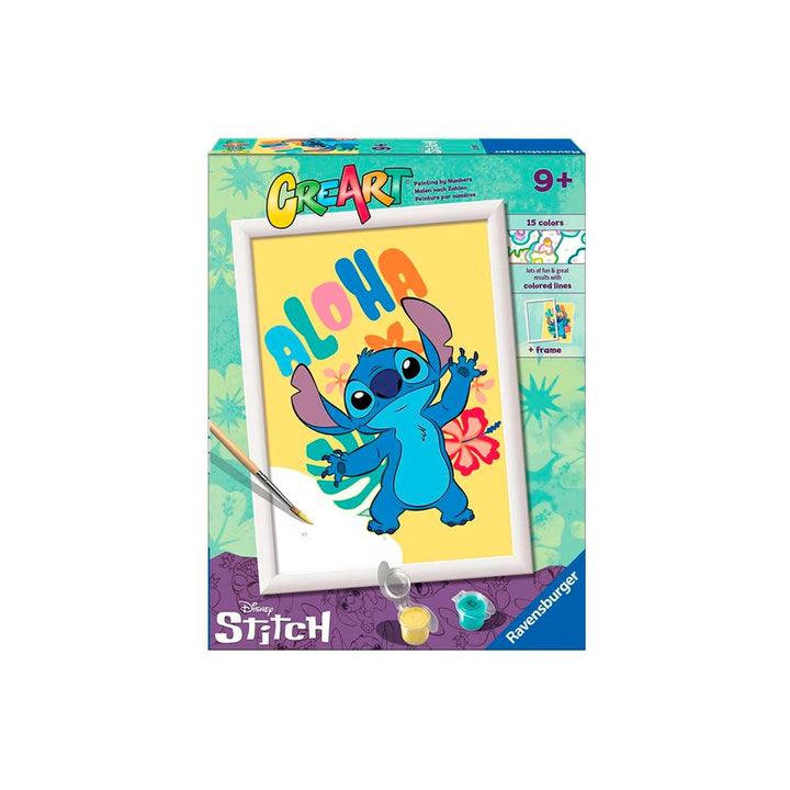 Ravensburger - CreArt D-Serie: Stitch Disney, Malen-nach-Zahlen-Set, enthält ein vorgedrucktes Brett