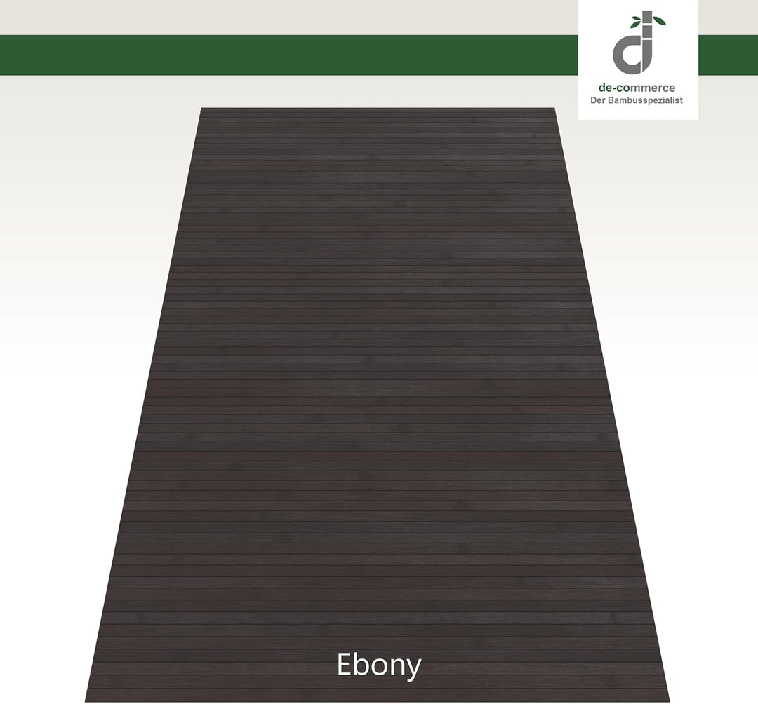 DE-COmmerce Bambusteppich MASSIVE Ebony, 50x80 cm, 17mm gehärtete Stege, Teppich ohne Bordüre, Bambu