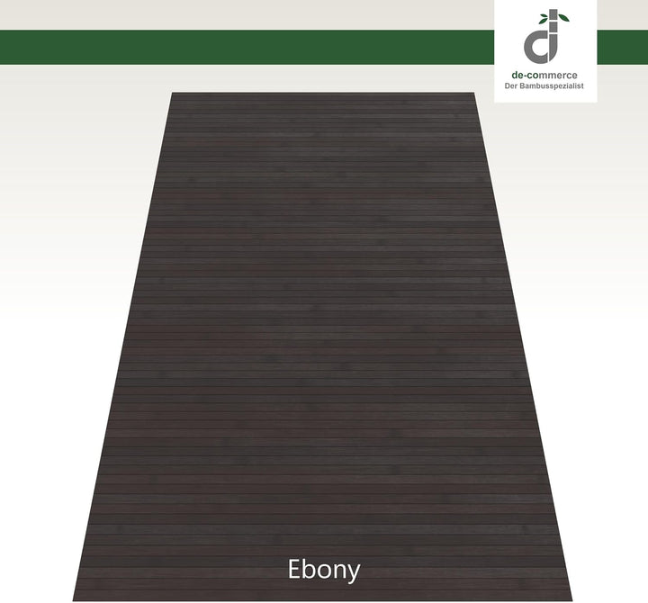 DE-COmmerce Bambusteppich MASSIVE Ebony, 50x80 cm, 17mm gehärtete Stege, Teppich ohne Bordüre, Bambu