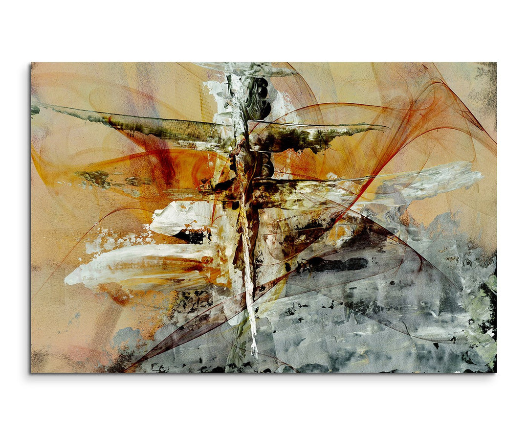 Paul Sinus Art 80x60cm Fotoleinwand Leinwanddruck Kunstdruck Wandbild beige grau rot Farbschlieren