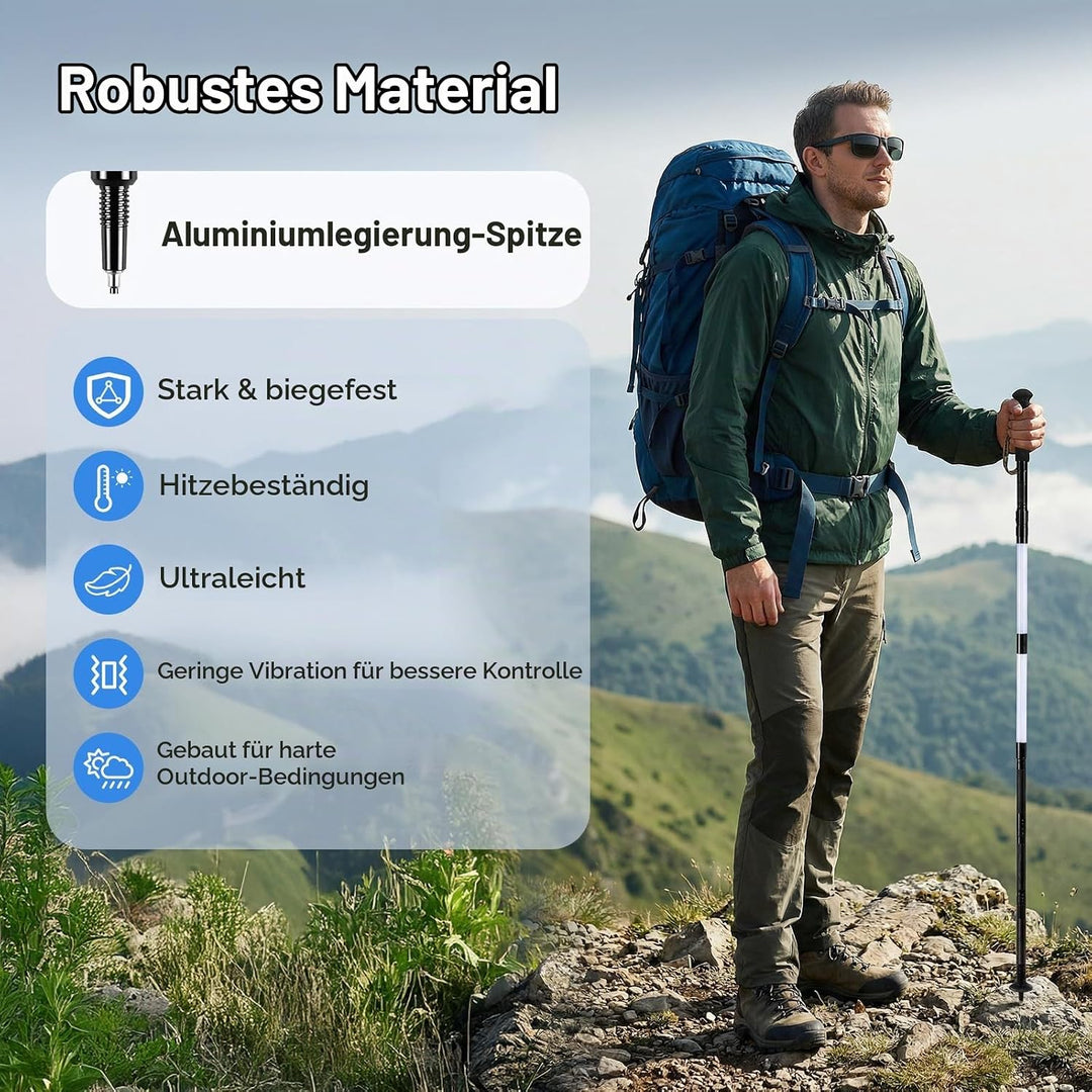 12-in-1 Wanderstöcke Survival, multifunktionale Wanderstöcke mit verstellbarem Aluminiumgriff und Me