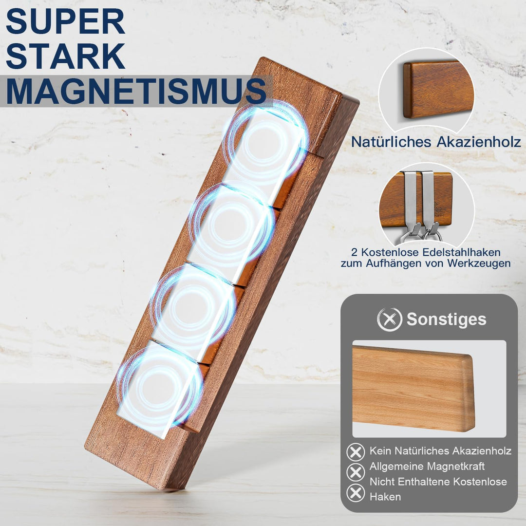 ENOKING Magnetleiste Messer 26 cm, Messerblock Magnetisch ohne Messer, Magnet Messerhalter aus Akazi