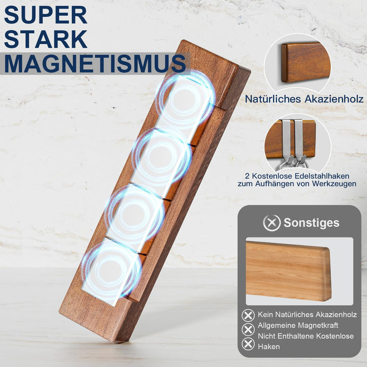 ENOKING Magnetleiste Messer 26 cm, Messerblock Magnetisch ohne Messer, Magnet Messerhalter aus Akazi